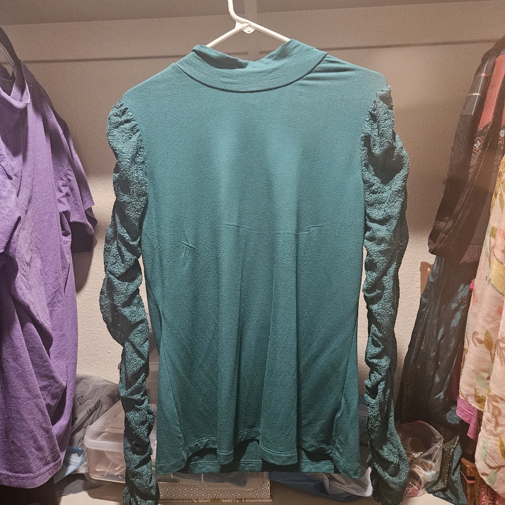 Maeve Green Long Lace Sleeve Top